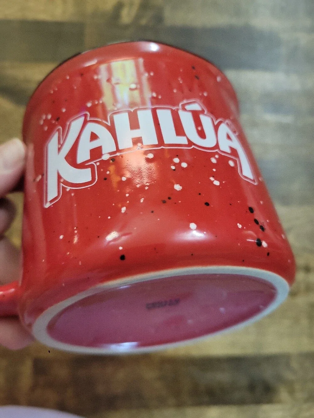 Red Speckled Ceramic Coffee MugKahlua Red Coffee Mug Cup Ceramic Embossed Logo